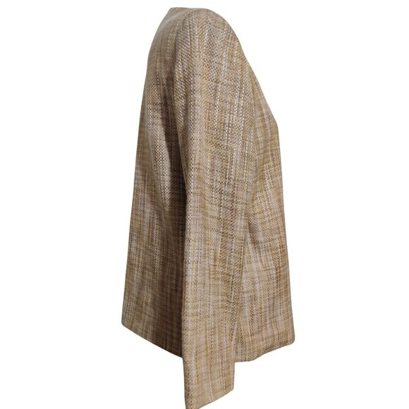 Alfred Dunner Womens Tweed Button Up Blazer Jacket Coat Gold Tan Beige Size 8 - Picture 4 of 5